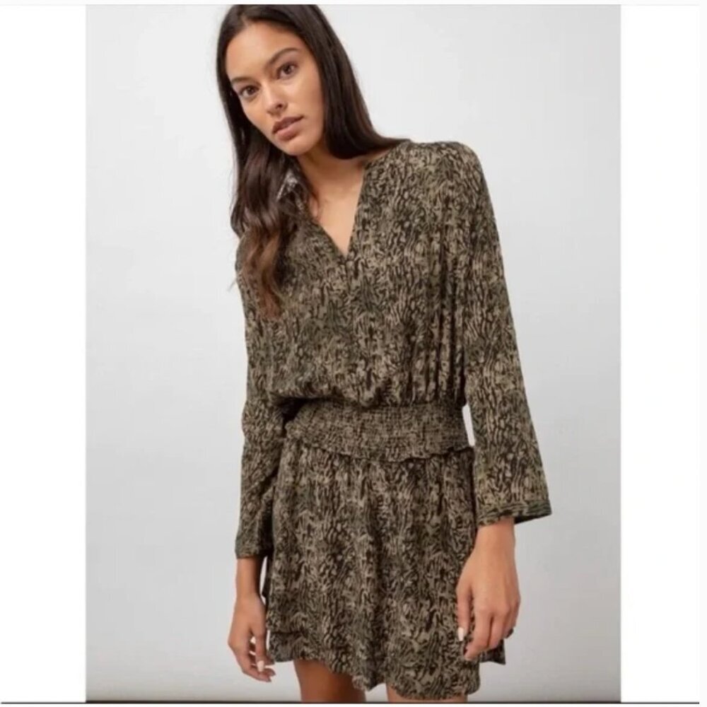 Rails Long Sleeve Jasmine Dress in Olive Static- Size M